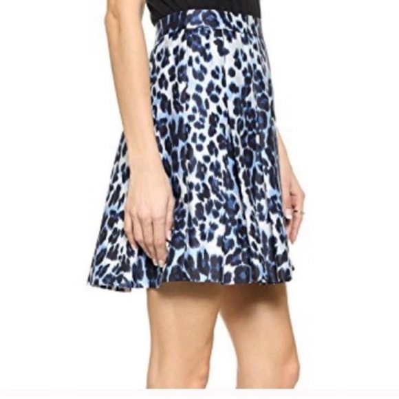 Diane Von Furstenberg Gemma Pleated Animal Print Silk Blend Skirt Size 12 - Picture 1 of 9